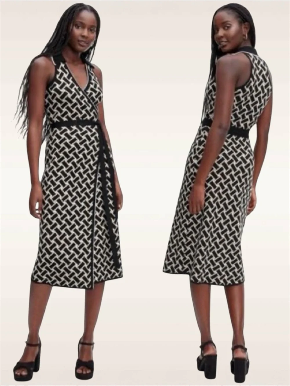 Diane von‎ Furstenberg for Target Vintage Weave Knit Wrap Midi Dress Size Small